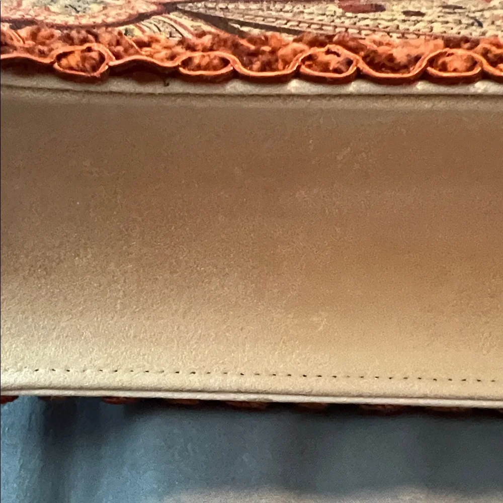 MOO ROO Charleston Handmade Vintage 2001 Burnt Orange Paisley Velvet-Trim Clutch - Picture 16 of 17